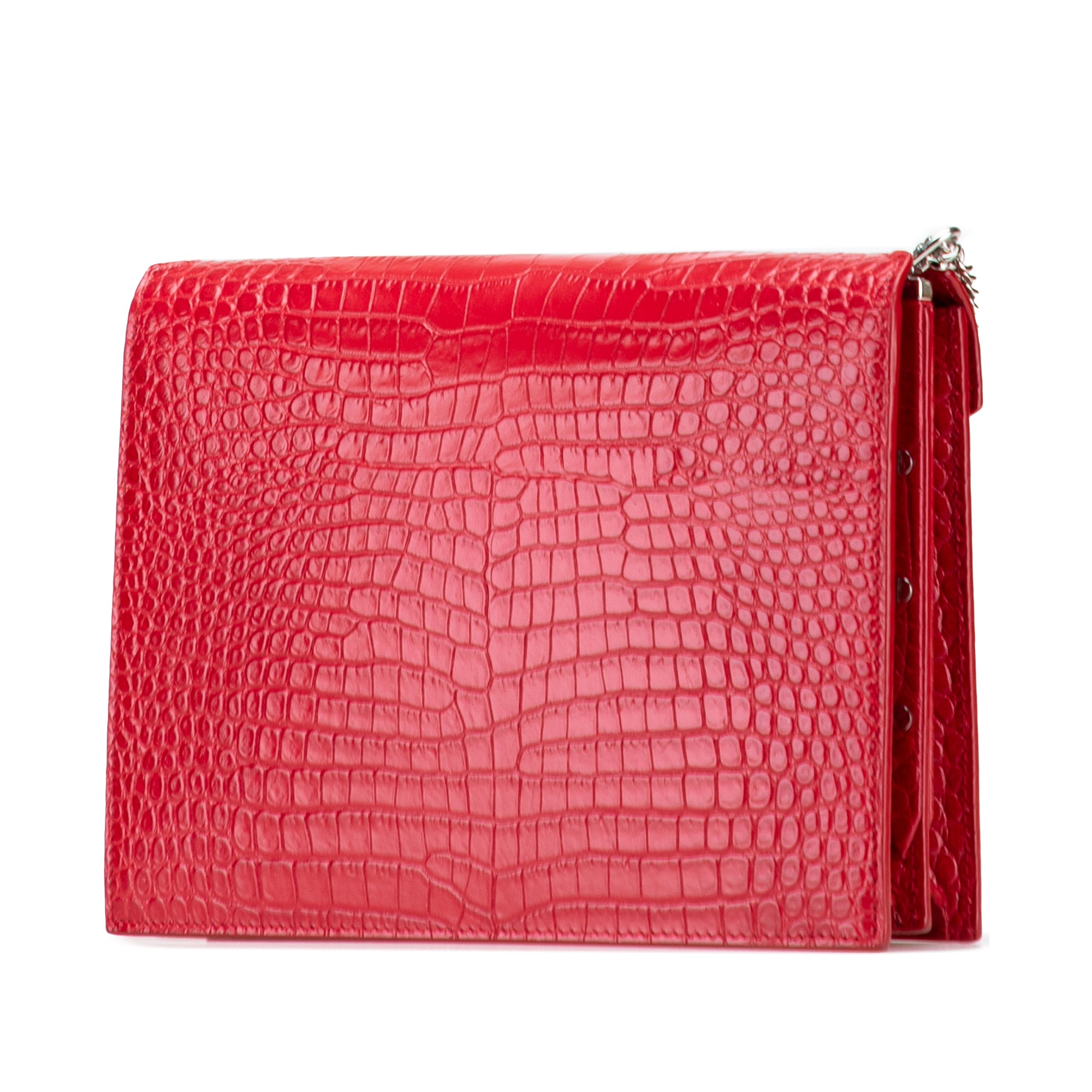 Croc Embossed Leather Monogram Cassandra Clasp Bag - Image 2