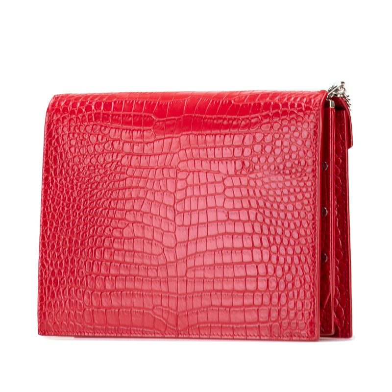 Croc Embossed Leather Monogram Cassandra Clasp Bag - Image 2