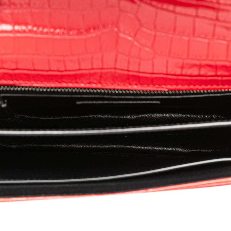 Croc Embossed Leather Monogram Cassandra Clasp Bag - Image 4