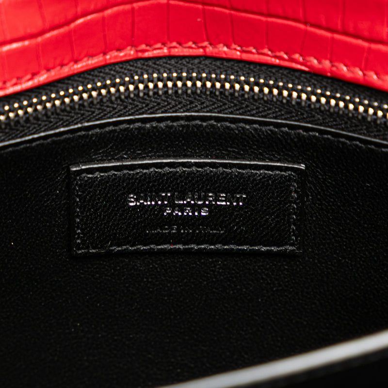 Croc Embossed Leather Monogram Cassandra Clasp Bag - Image 5