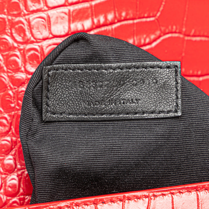 Croc Embossed Leather Monogram Cassandra Clasp Bag - Image 6