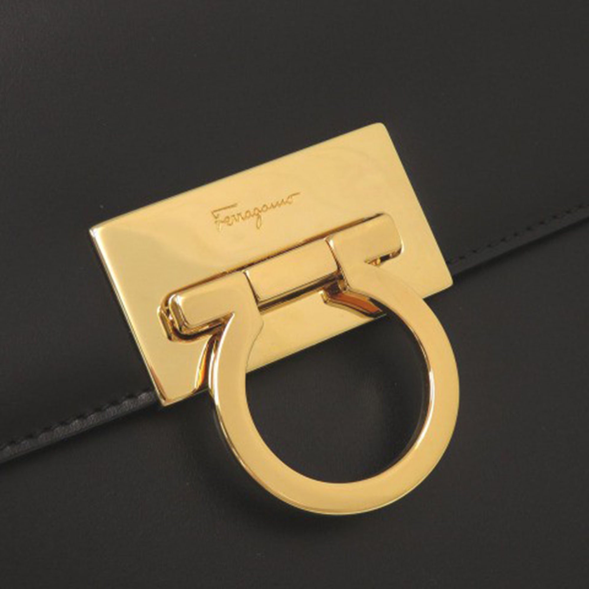 Leather Gancini Top Handle Bag - Image 8