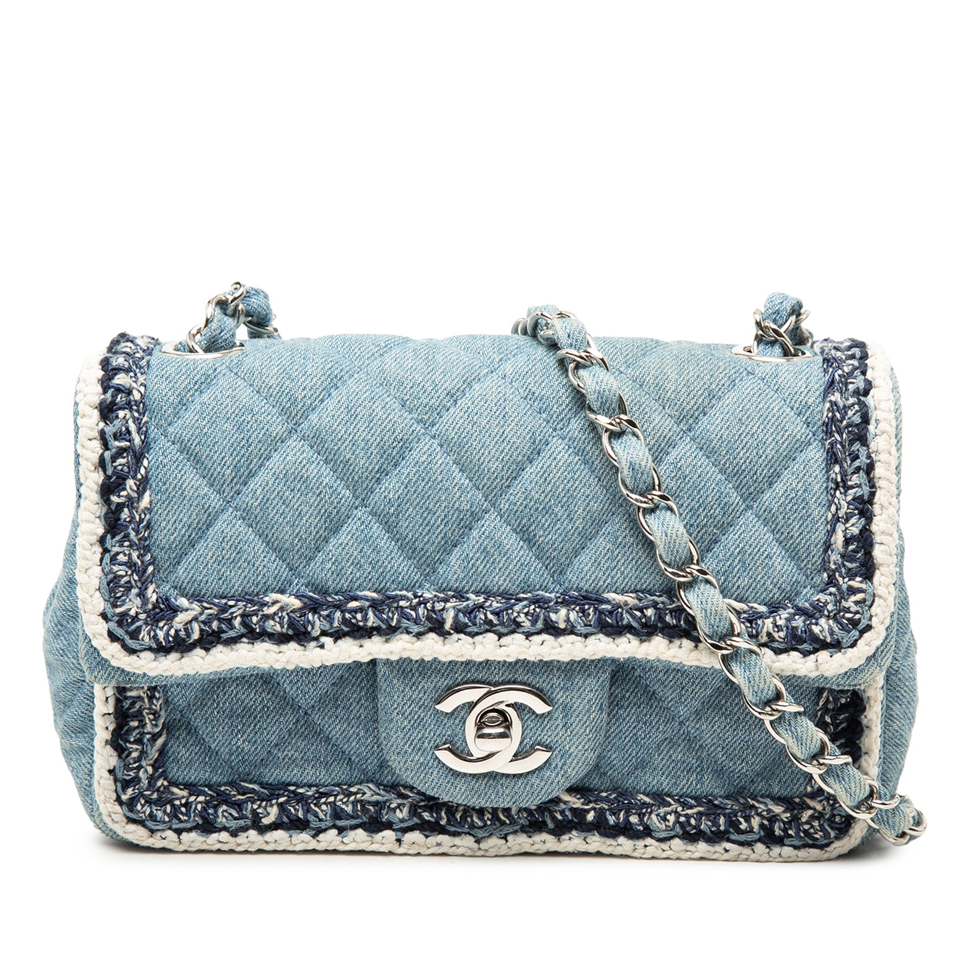 Mini Rectangular Classic Denim Braided Single Flap - Image 1