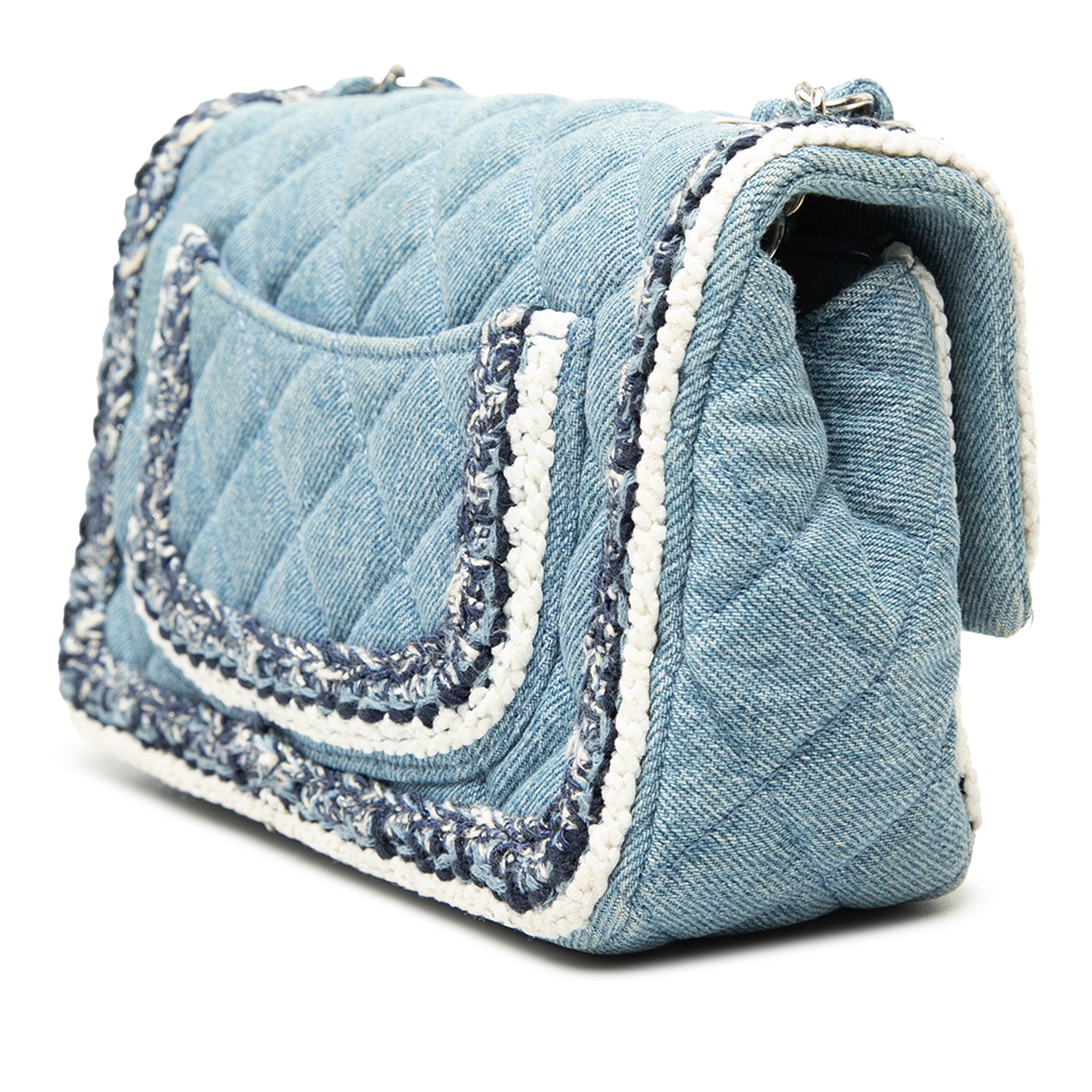 Mini Rectangular Classic Denim Braided Single Flap - Image 2