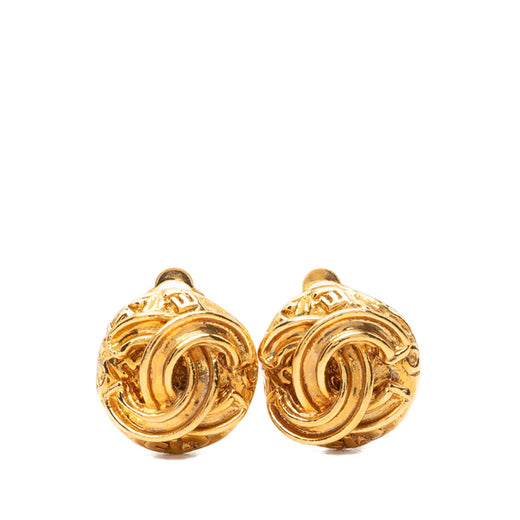 CC Gold Plated Button Clip On Earrings - Image 1