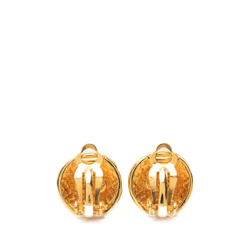 CC Gold Plated Button Clip On Earrings - Image 2