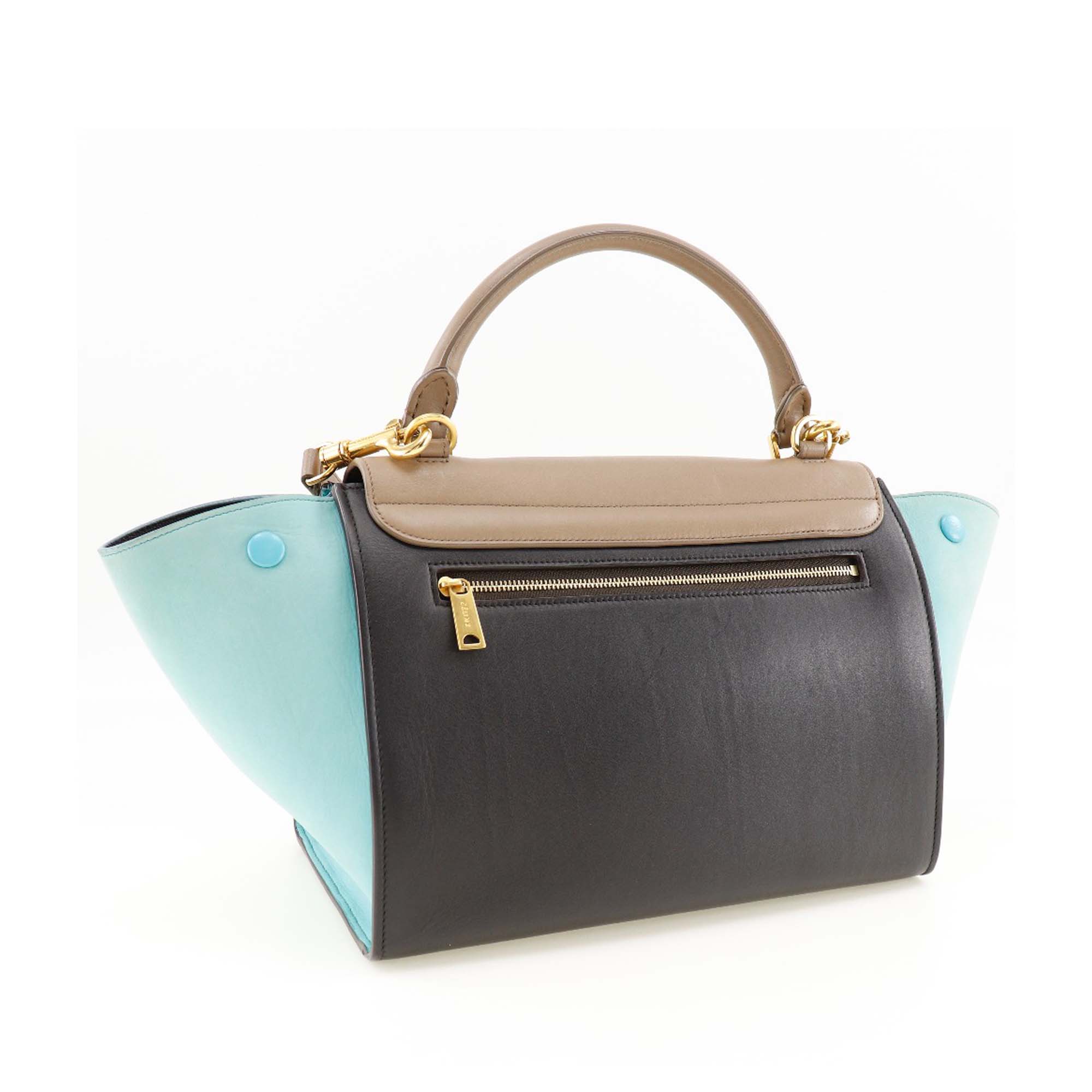 Small Tricolor Leather Trapeze Satchel - Image 2