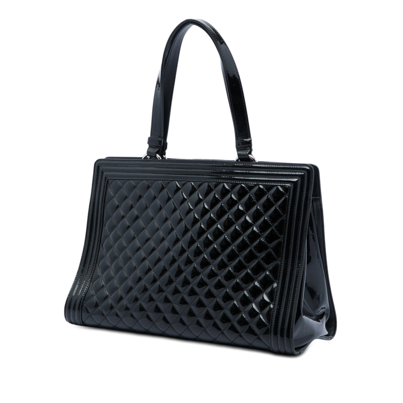 Large Quilted Patent Boy Shopping Tote - Image 2