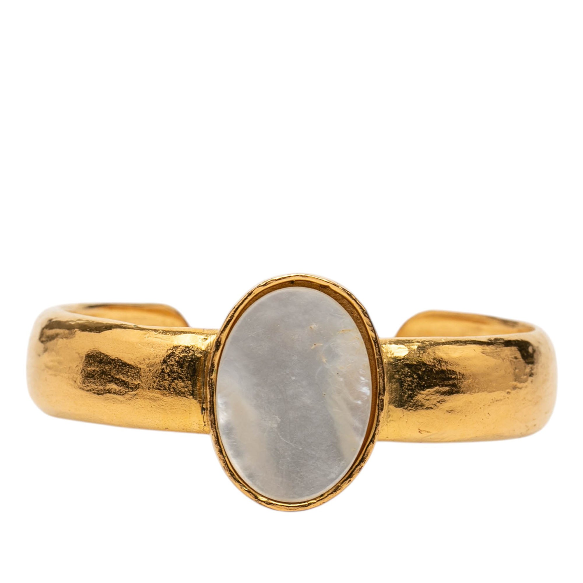 CC Gold Plated Faux Pearl Mother of Pearl Cuff Bracelet - Image 1