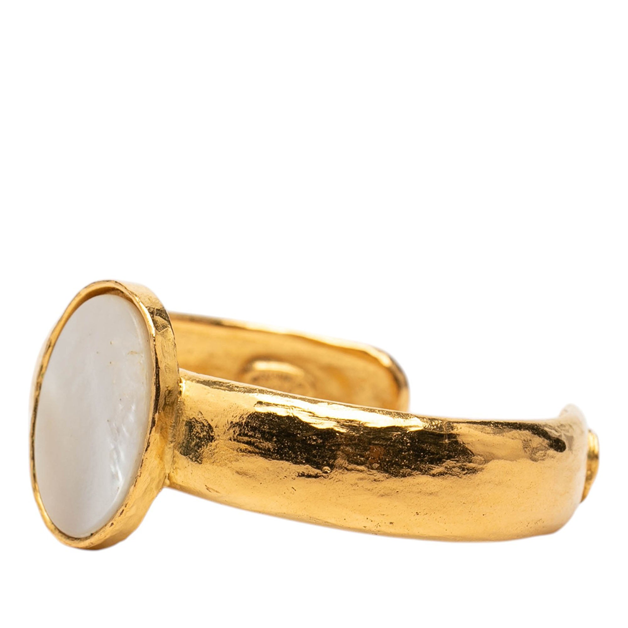 CC Gold Plated Faux Pearl Mother of Pearl Cuff Bracelet - Image 2