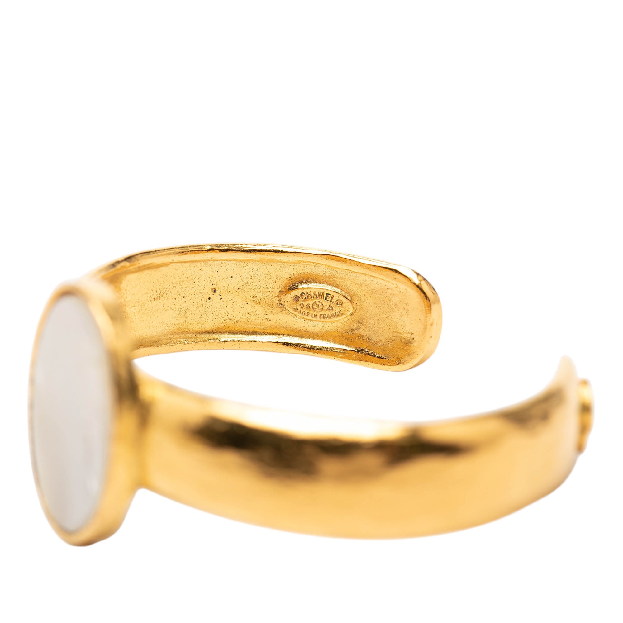 CC Gold Plated Faux Pearl Mother of Pearl Cuff Bracelet - Image 4