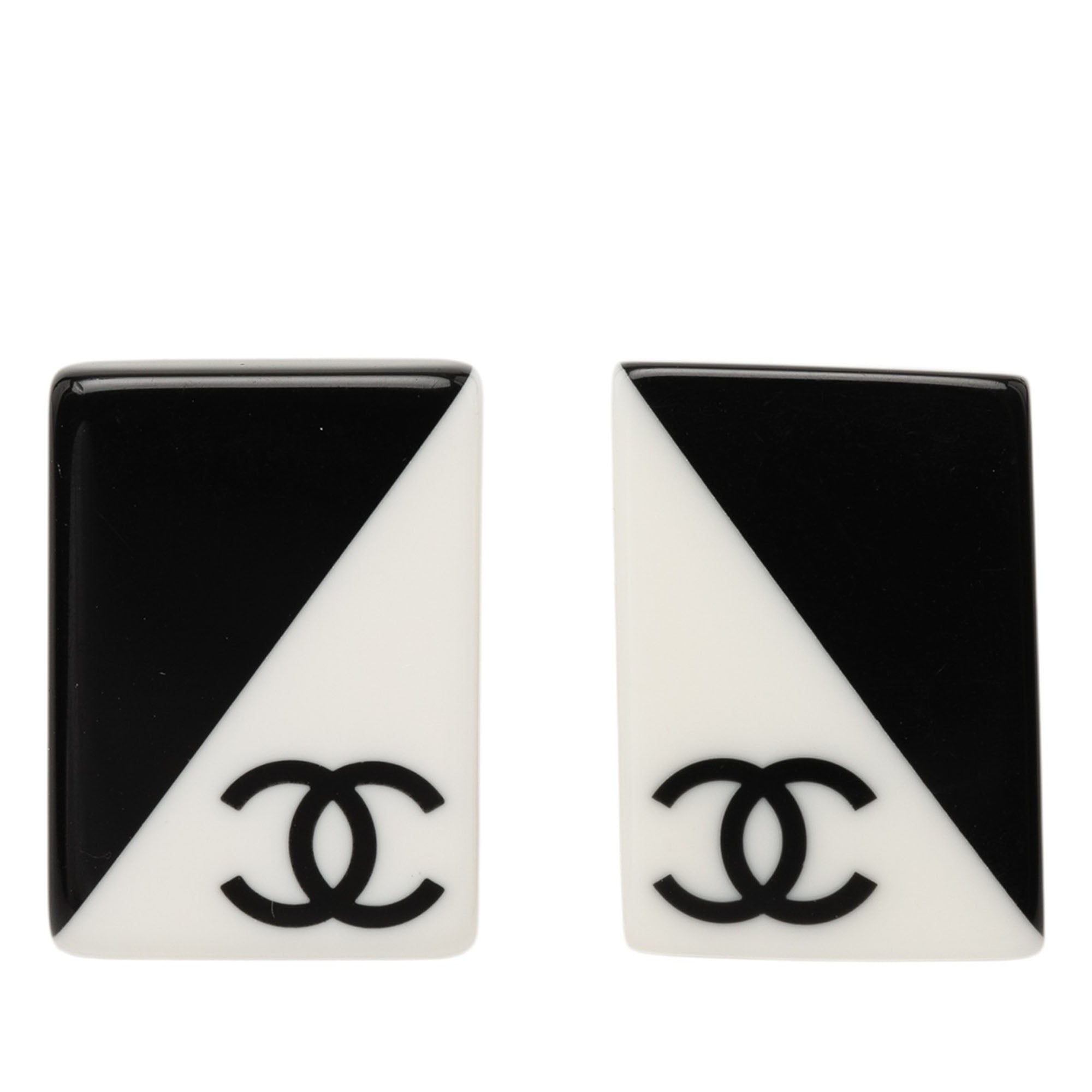 CC Bicolor Acrylic Rectangular Clip On Earrings - Image 1