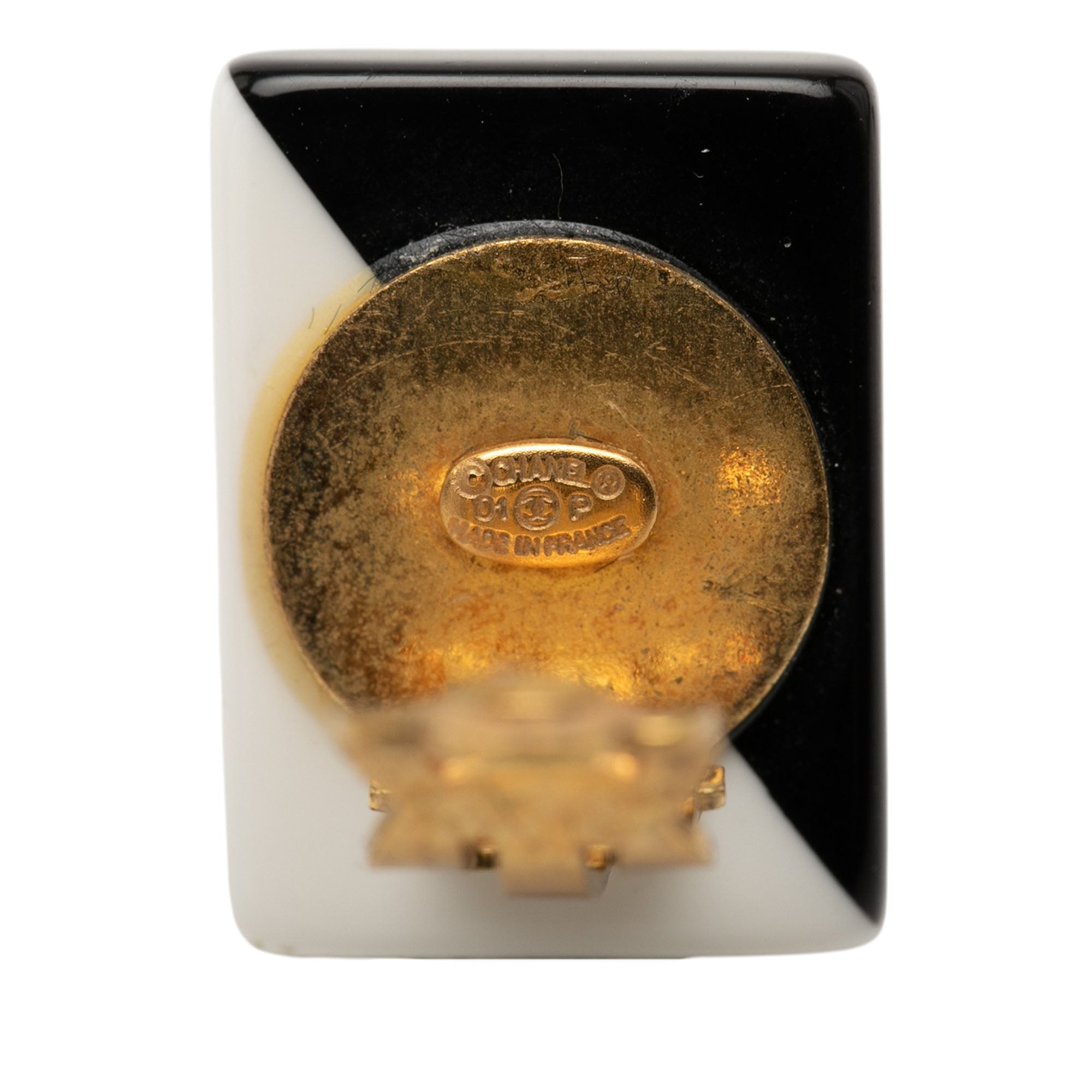 CC Bicolor Acrylic Rectangular Clip On Earrings - Image 3
