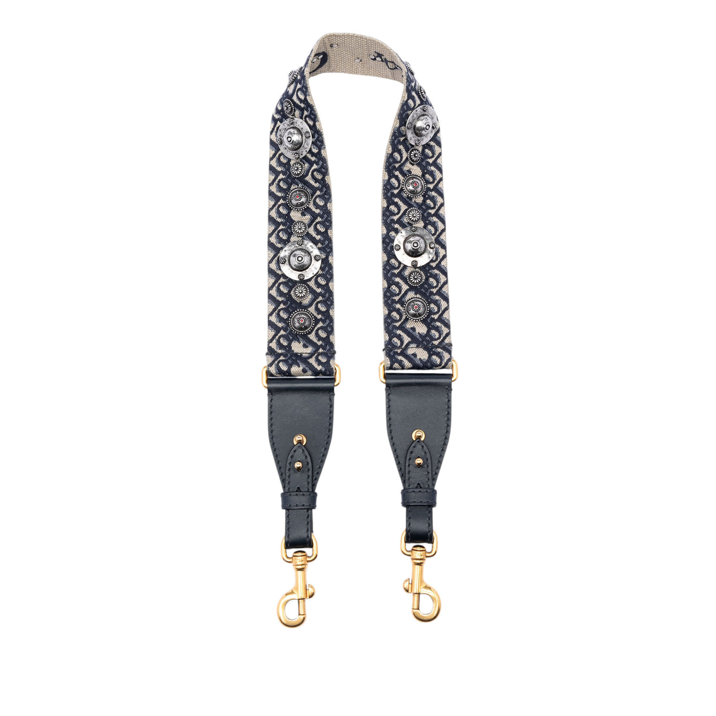 Oblique Embroidered Canvas Studded Shoulder Strap - Image 1