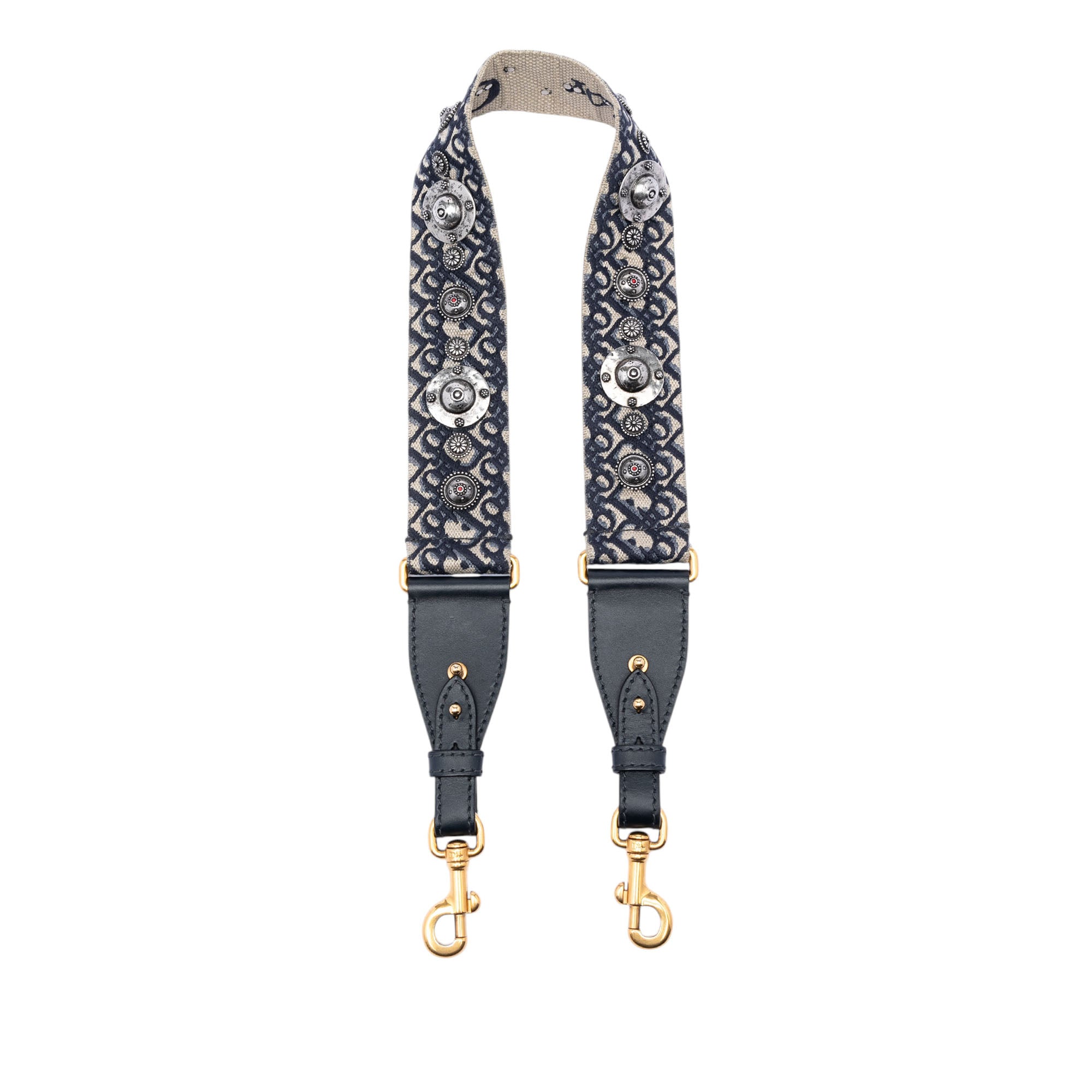 Oblique Embroidered Canvas Studded Shoulder Strap - Image 1