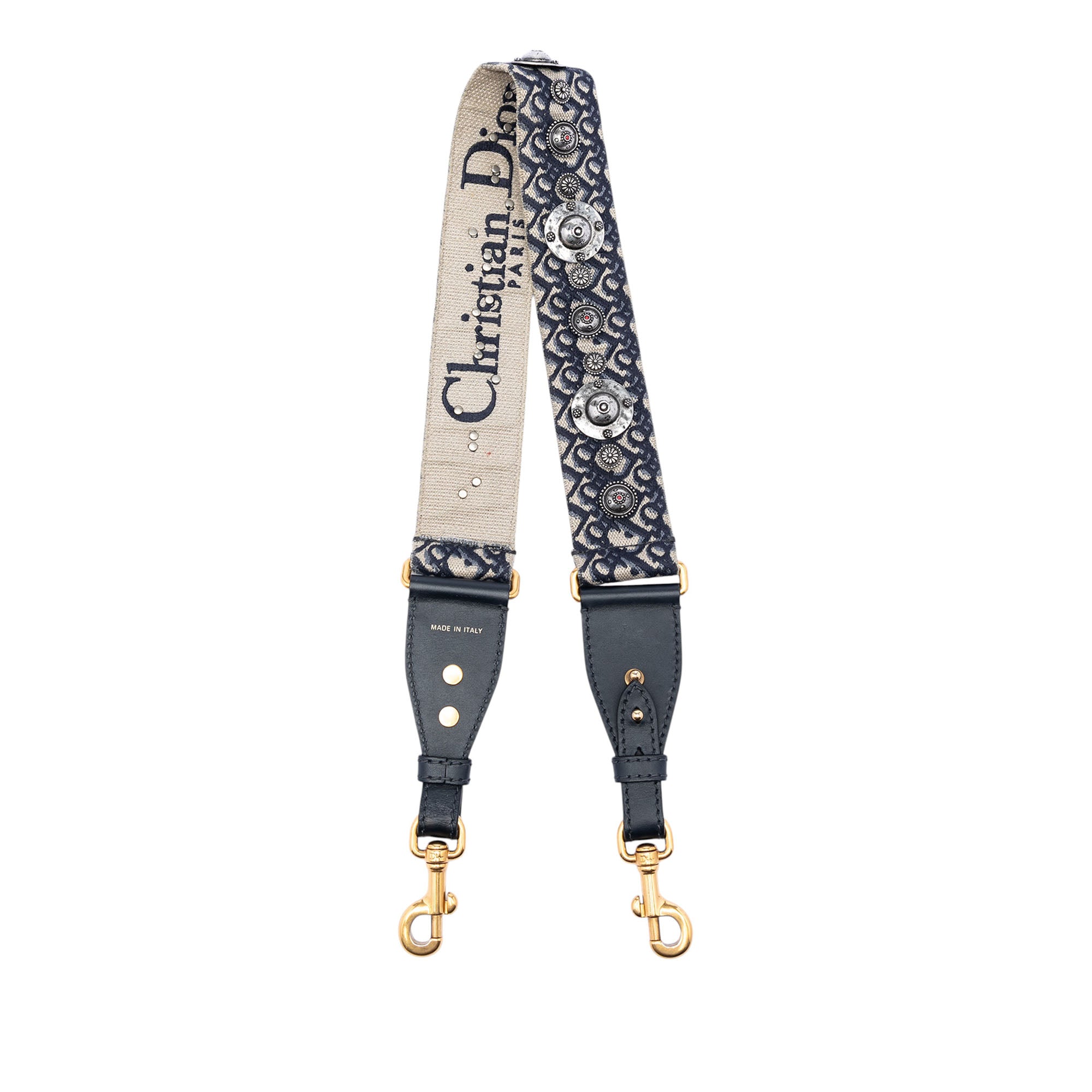 Oblique Embroidered Canvas Studded Shoulder Strap - Image 2