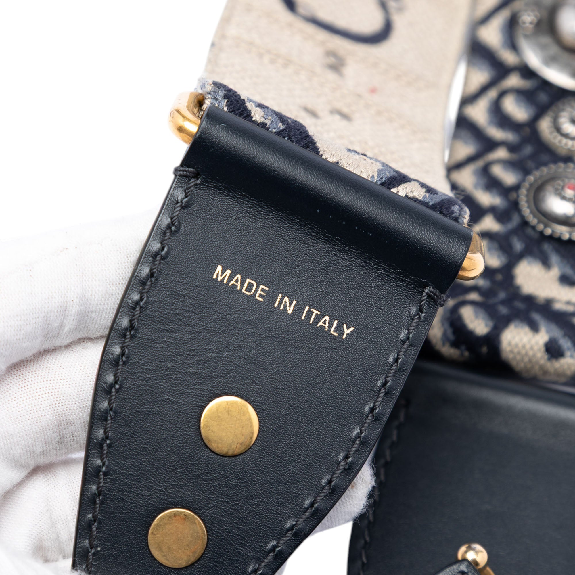 Oblique Embroidered Canvas Studded Shoulder Strap - Image 3