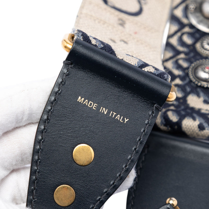 Oblique Embroidered Canvas Studded Shoulder Strap - Image 3
