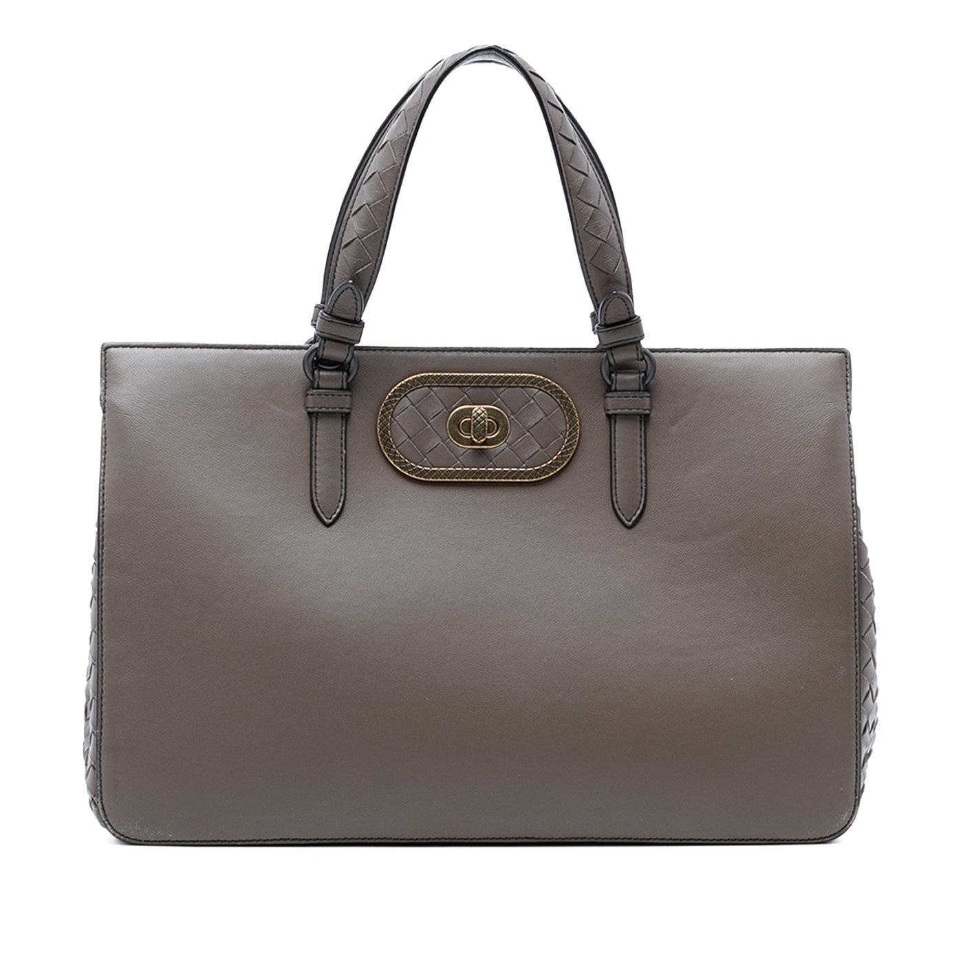 Intrecciato Trimmed Leather Ellittica Tote - Image 1