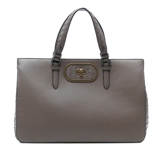 Intrecciato Trimmed Leather Ellittica Tote - Image 1