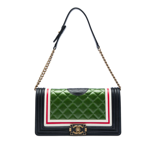 Multicolor Quilted Lambskin Crest East West Boy Flap - Image 1