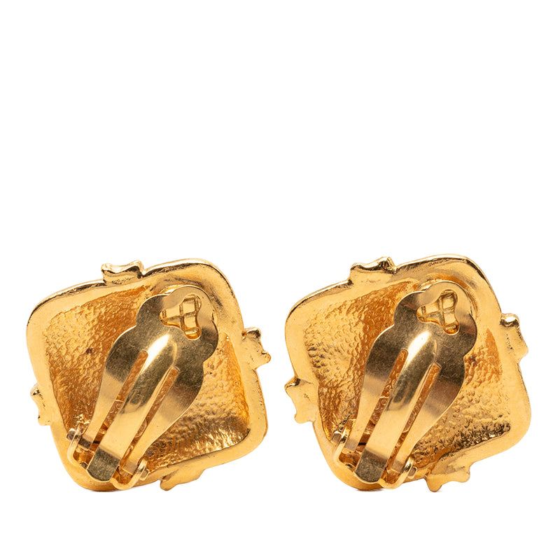 CC Gold Plated Rhombus Twisted Ribbon Clip On Earrings - Image 2