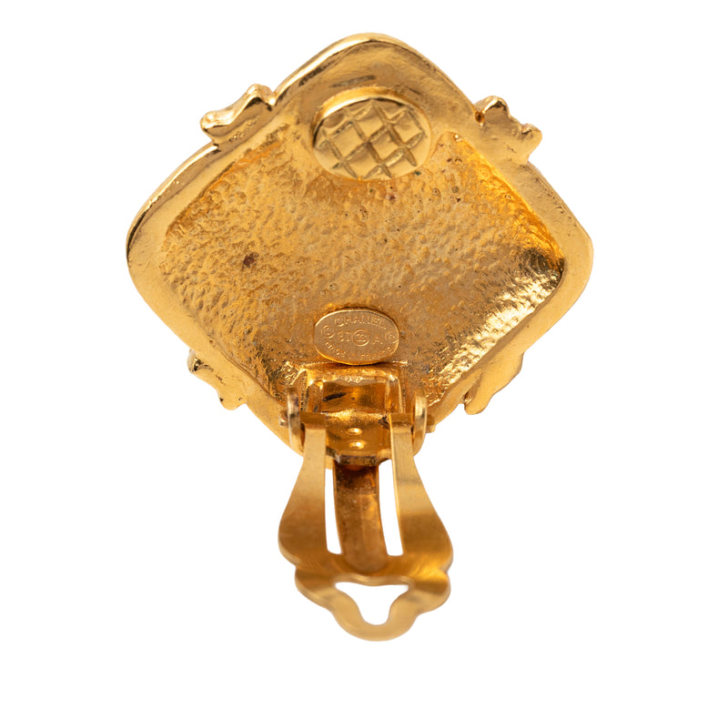 CC Gold Plated Rhombus Twisted Ribbon Clip On Earrings - Image 3