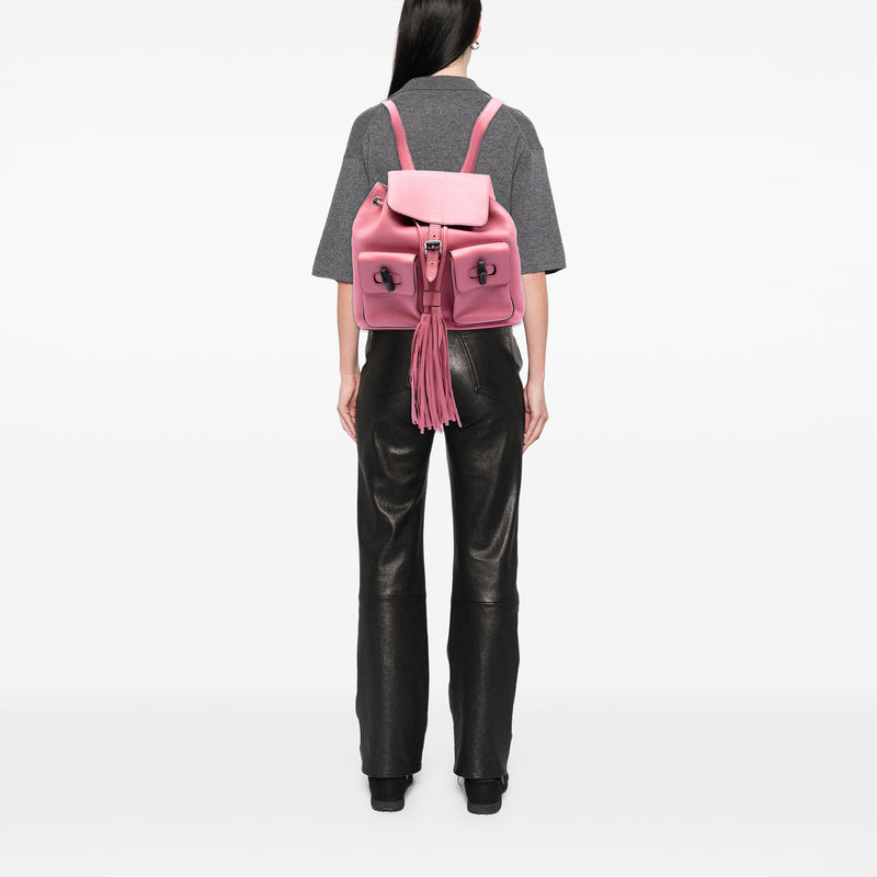 Leather Bamboo Tassel Backpack - Image 7
