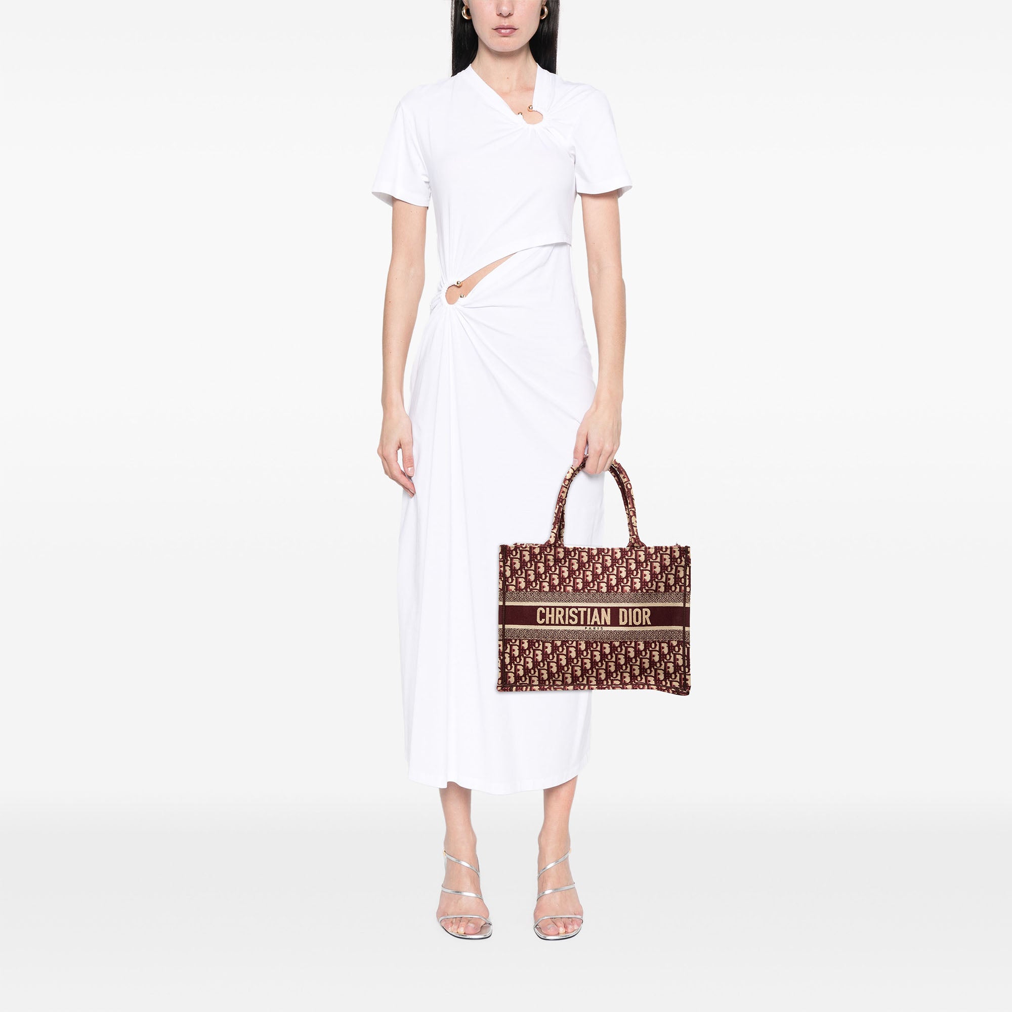 Medium Oblique Embroidered Canvas Book Tote - Image 8