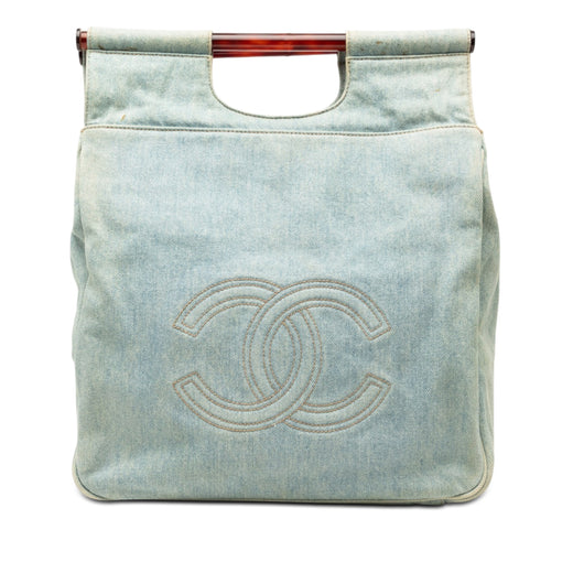 CC Denim Tortoise Handle Tote - Image 1