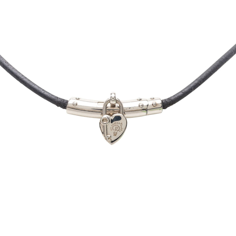Palladium Plated Vive L Idee Heart Padlock Choker Necklace - Image 2