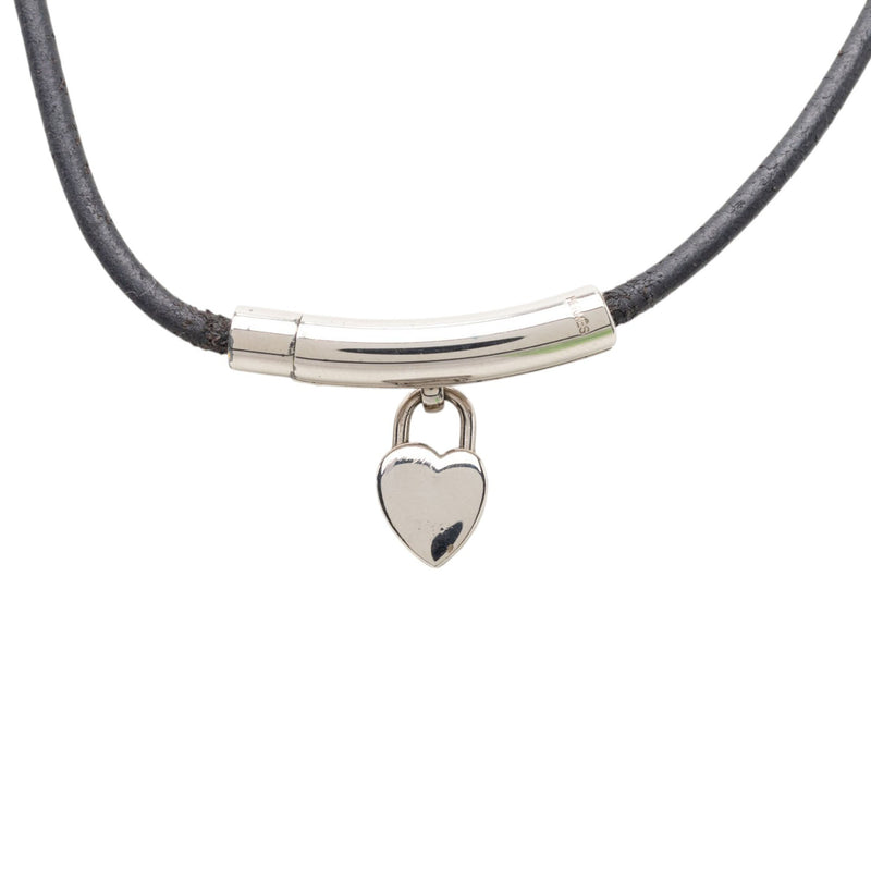 Palladium Plated Vive L Idee Heart Padlock Choker Necklace - Image 3