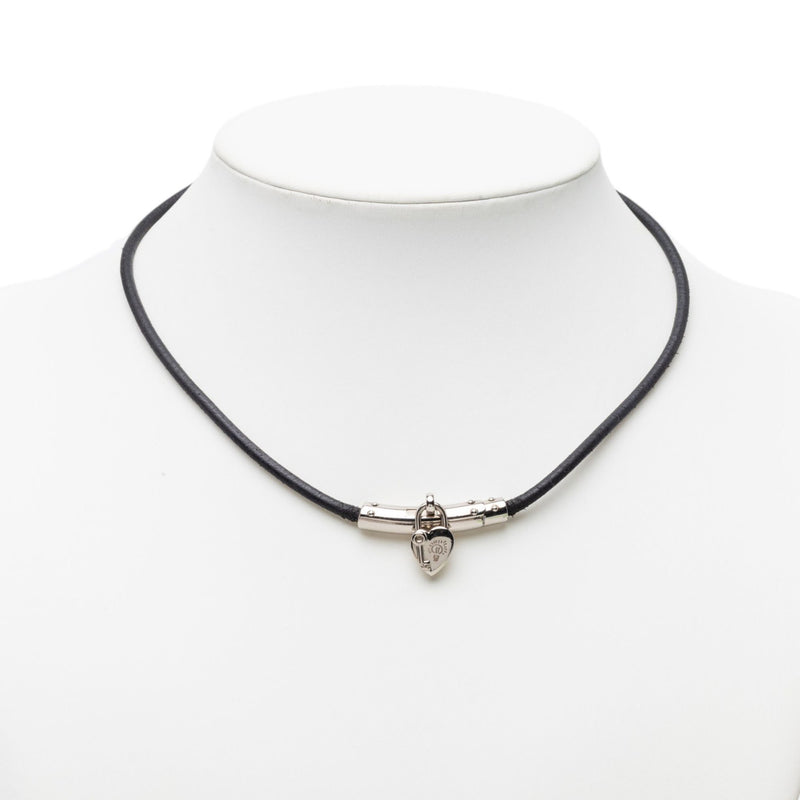 Palladium Plated Vive L Idee Heart Padlock Choker Necklace - Image 5