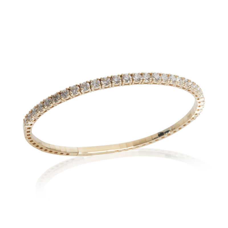 Yellow Gold Diamond Flexible Bangle Bracelet 14k