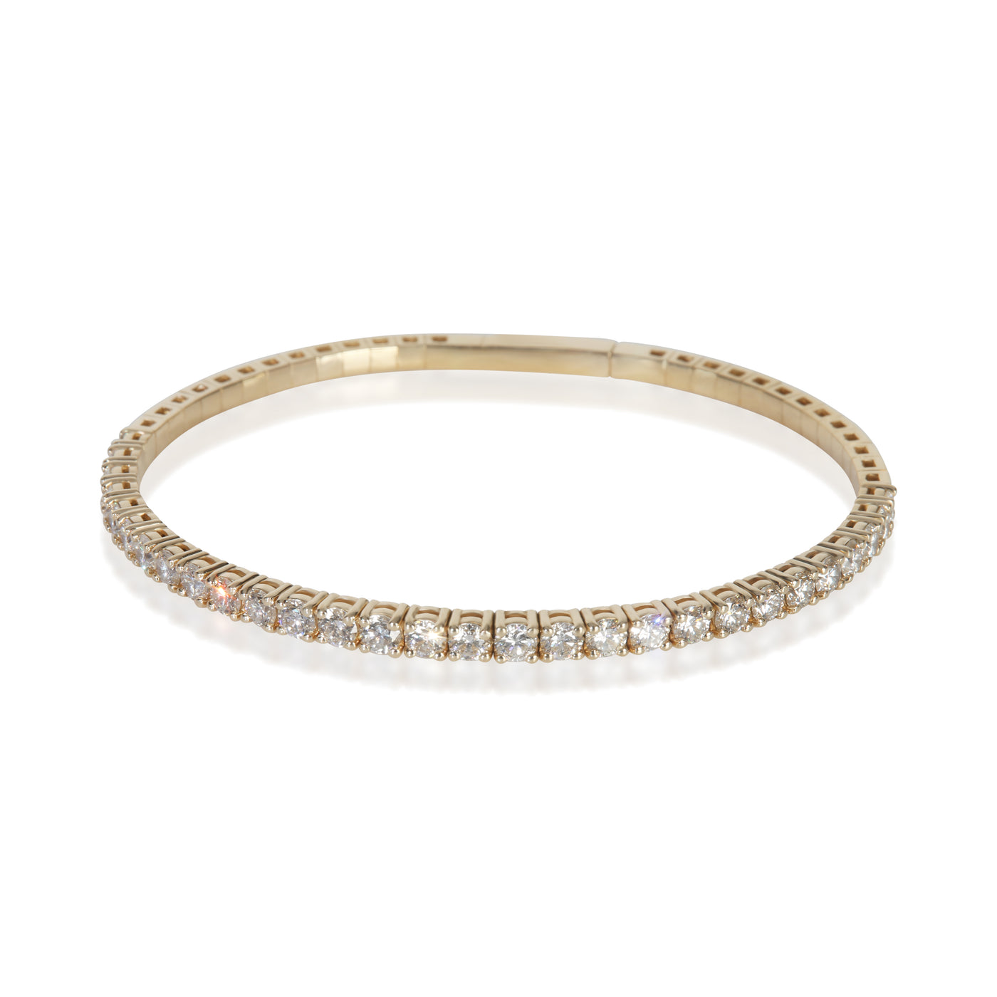 Yellow Gold Diamond Flexible Bangle Bracelet 14k