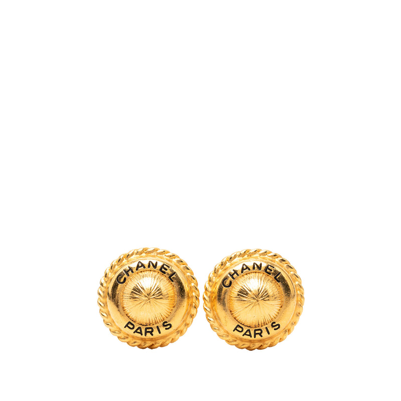 Gold Plated Logo Round Clip On Earrings