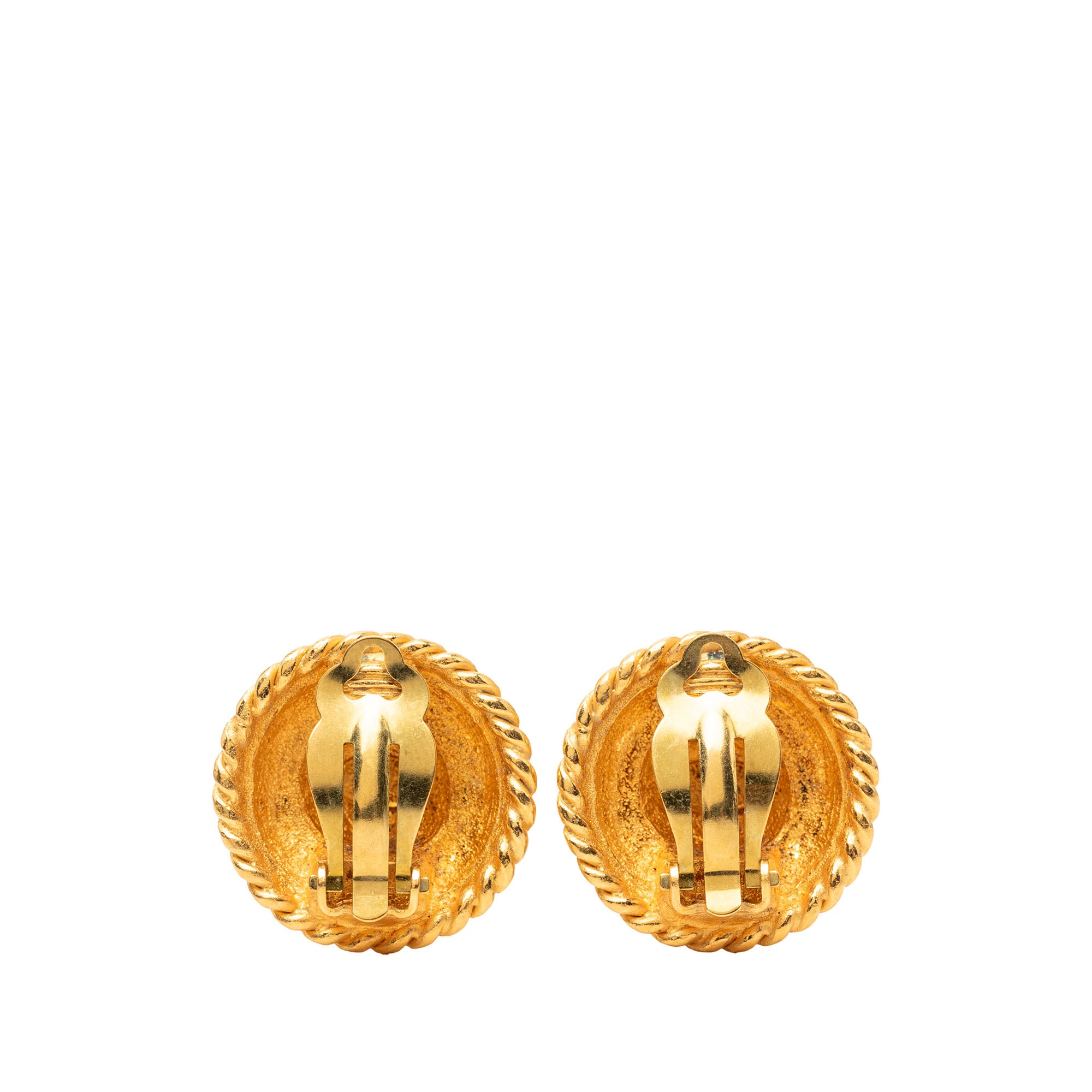 Gold Plated Logo Round Clip On Earrings - Image 2