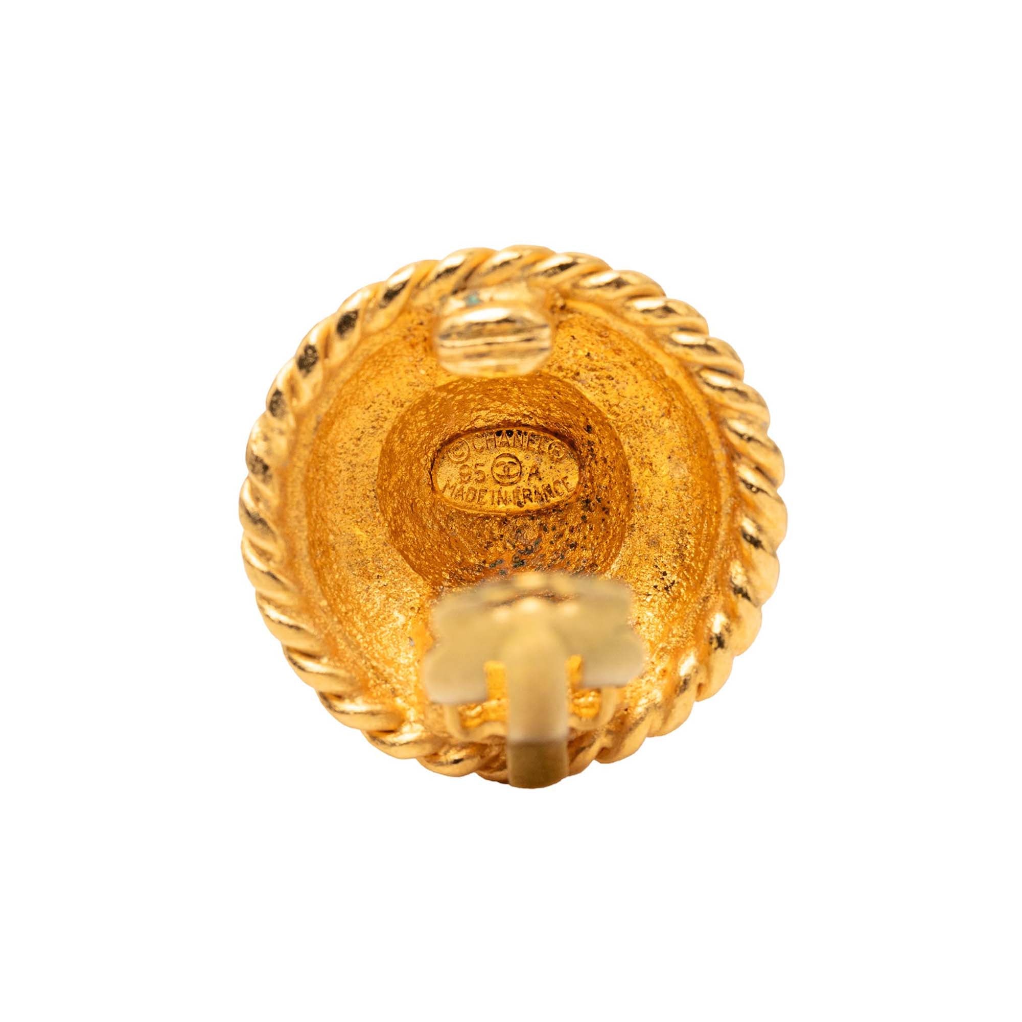 Gold Plated Logo Round Clip On Earrings - Image 3
