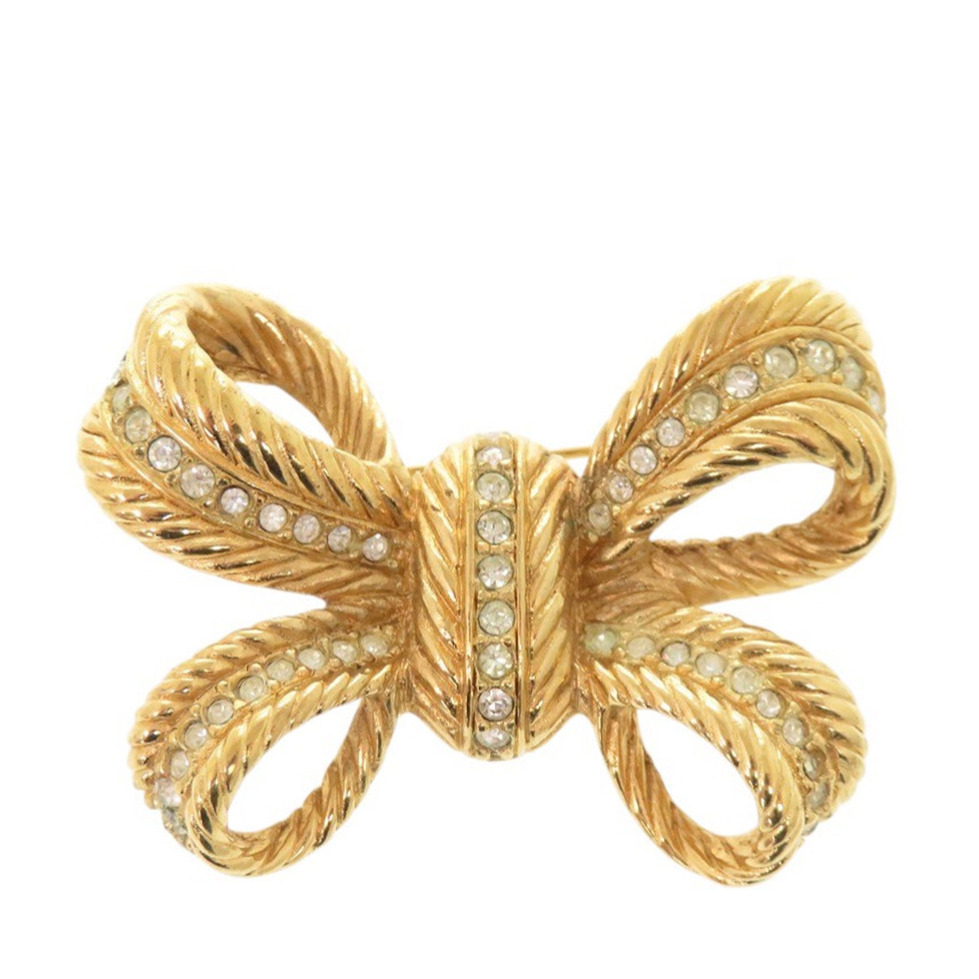 Gold Plated Strass Bow Brooch - Image 1