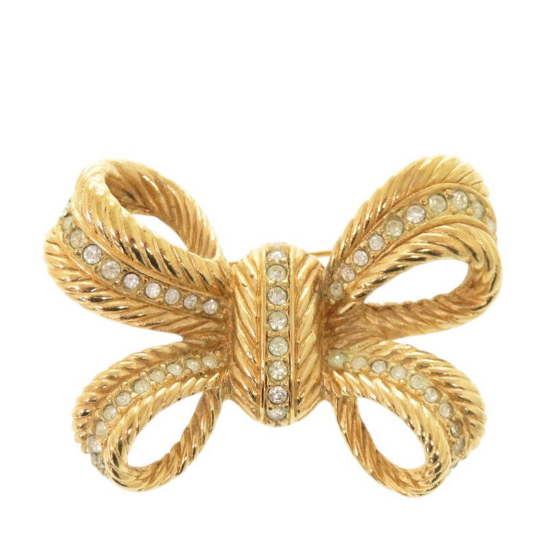 Gold Plated Strass Bow Brooch