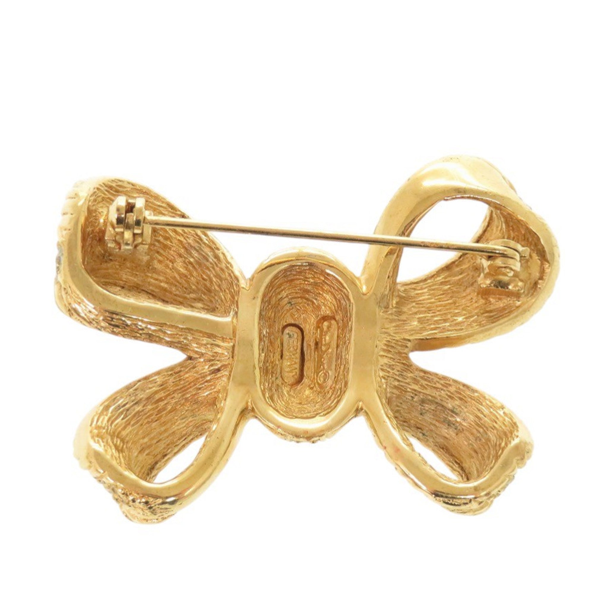 Gold Plated Strass Bow Brooch - Image 2