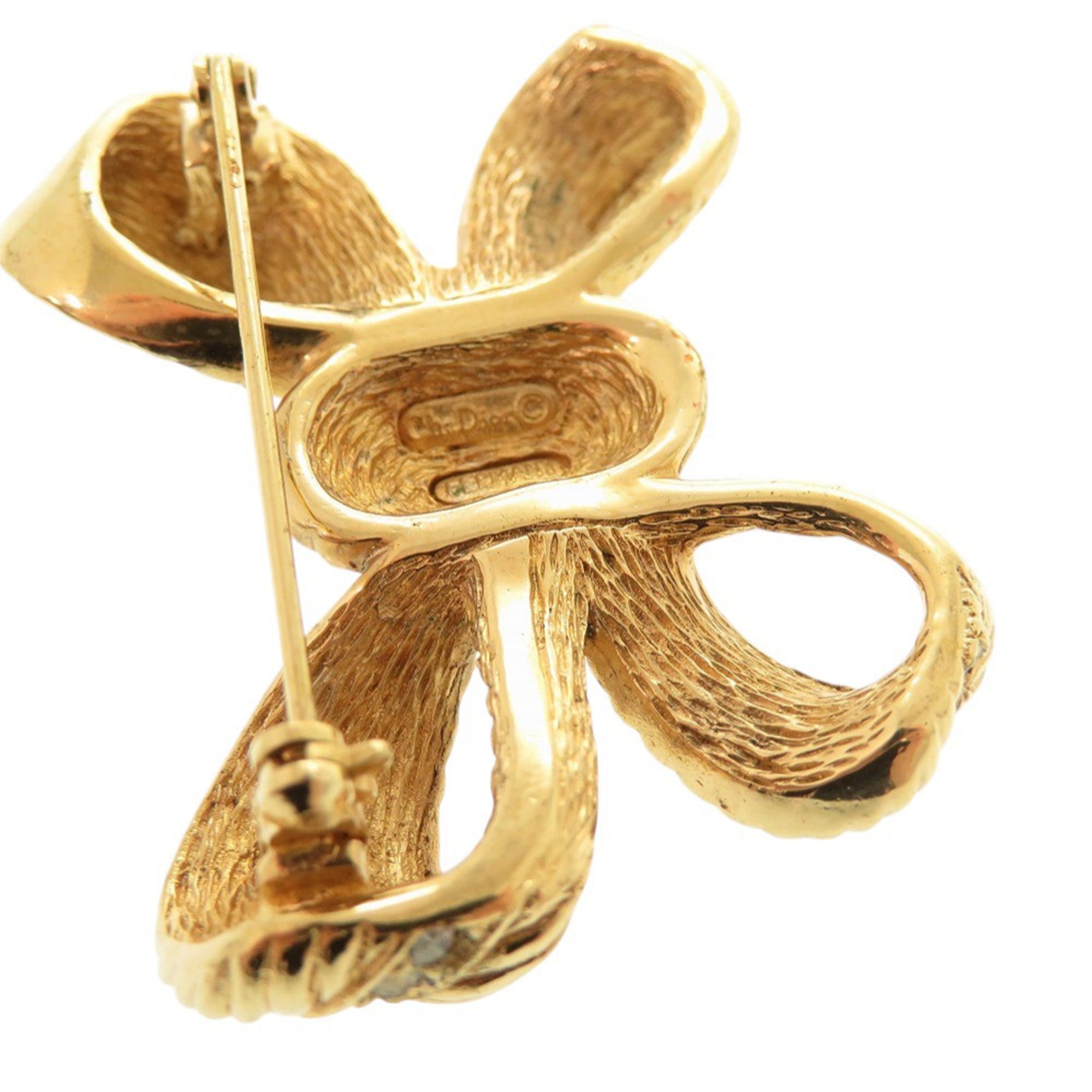 Gold Plated Strass Bow Brooch - Image 3