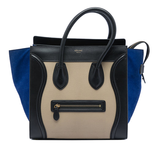 Mini Tricolor Calfskin and Suede Luggage Tote - Image 1