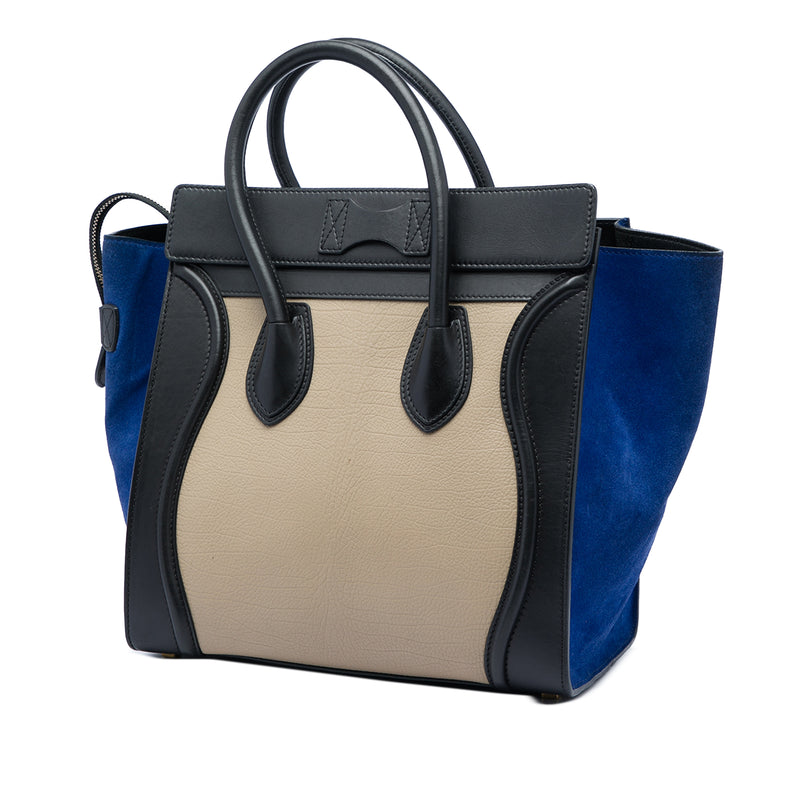 Mini Tricolor Calfskin and Suede Luggage Tote - Image 2