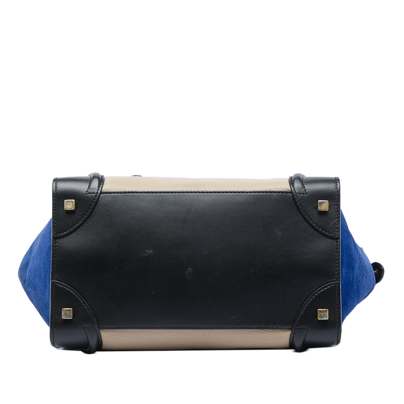 Mini Tricolor Calfskin and Suede Luggage Tote - Image 3