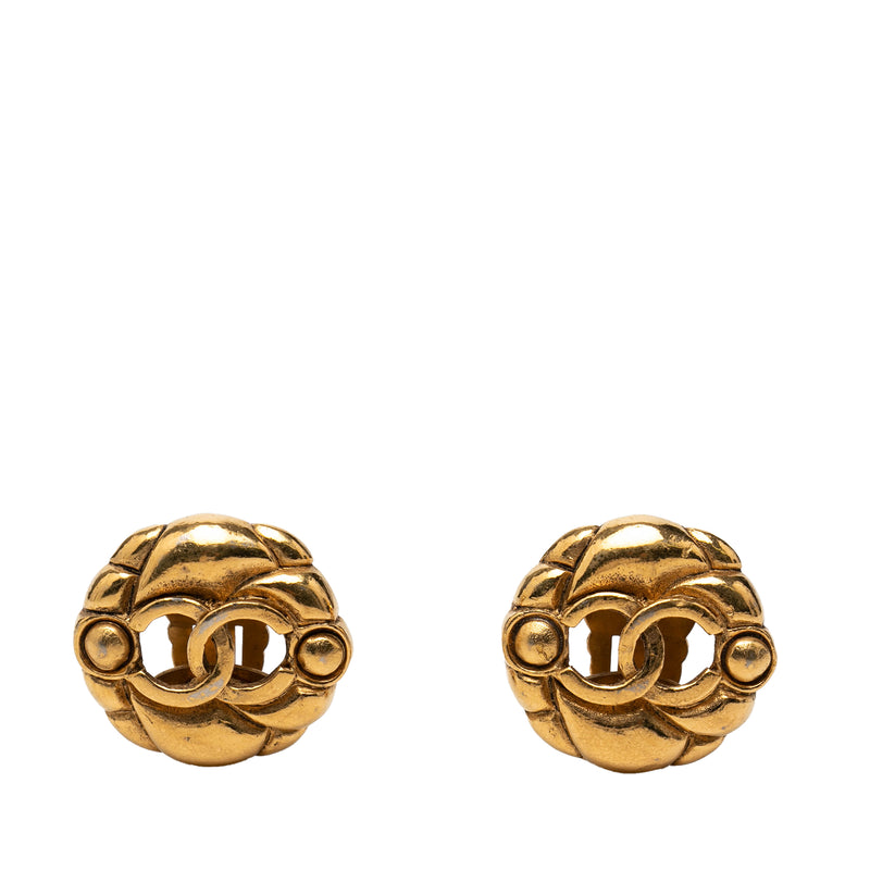 CC Gold Plated Round Clip On Earrings