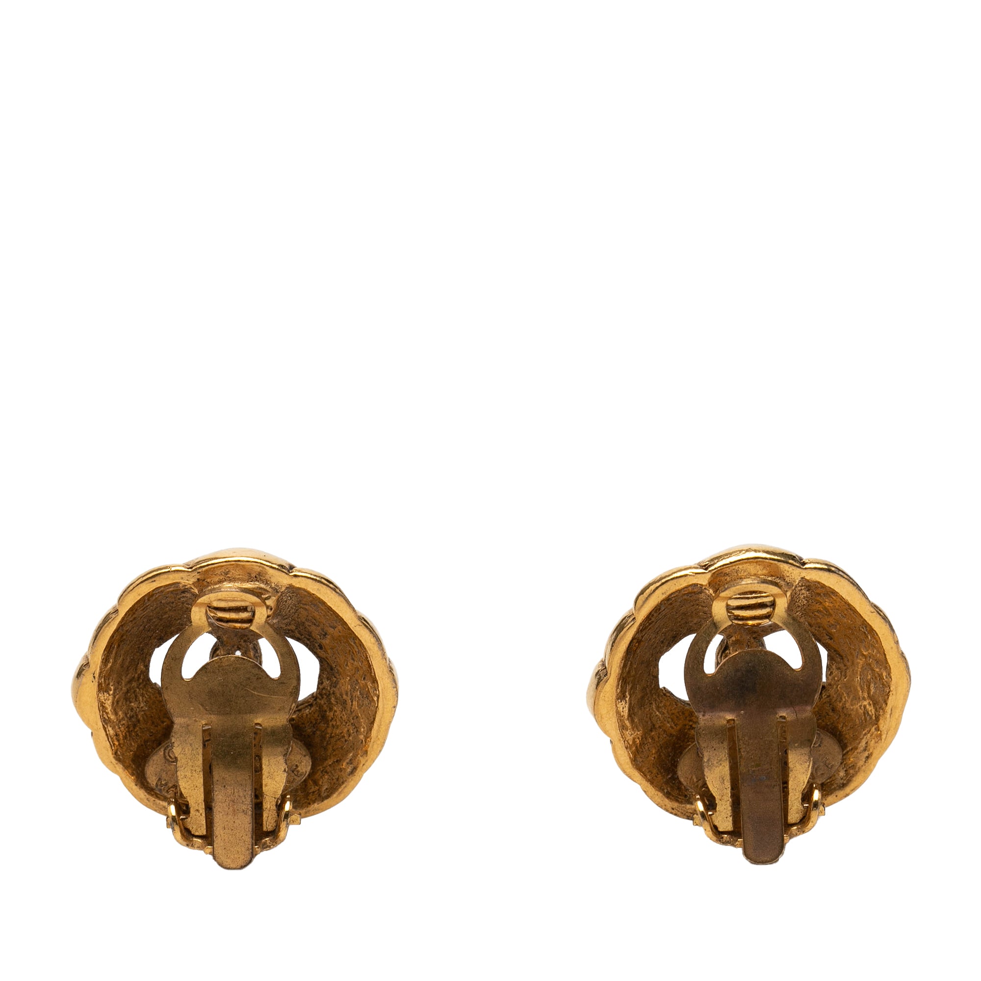 CC Gold Plated Round Clip On Earrings - Image 2