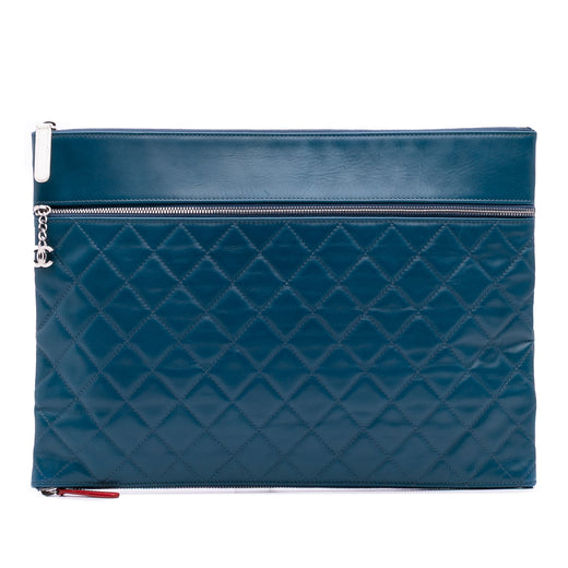 Quilted Lambskin Multi Zip Case Clutch - Image 1