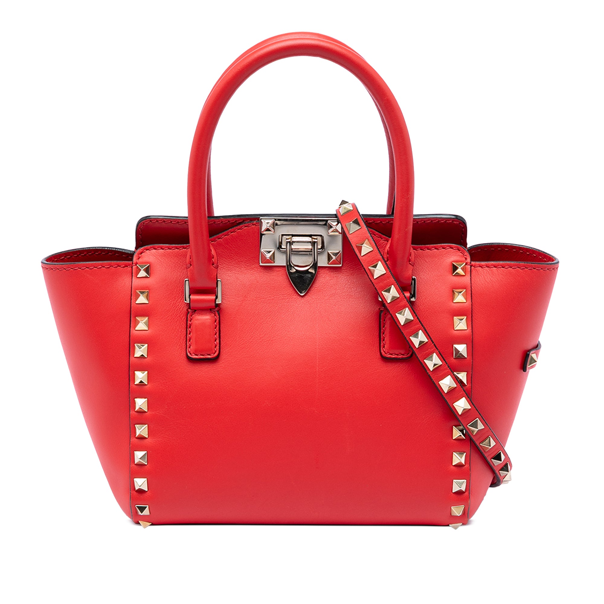 Mini Leather Rockstud Double Handle Tote - Image 1
