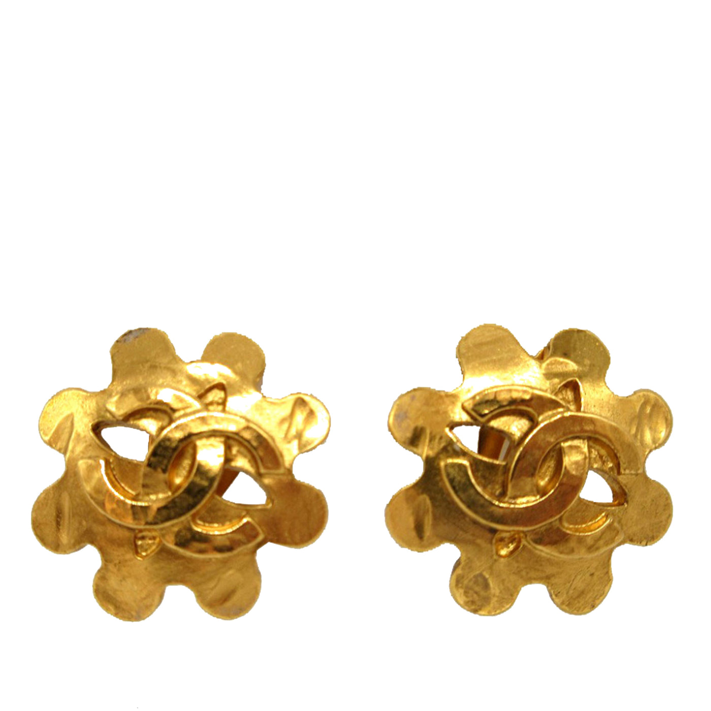 CC Gold Plated Floral Clip On Earrings - Image 1